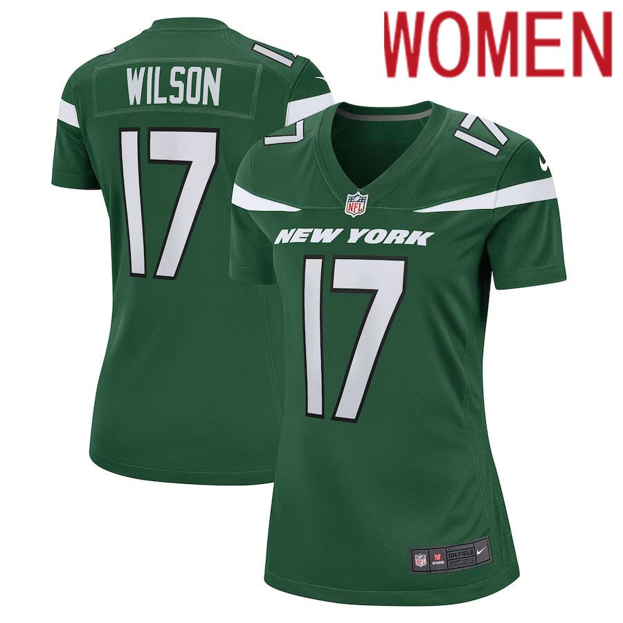 Women New York Jets #17 Garrett Wilson Nike Gotham Green Player Game NFL Jersey